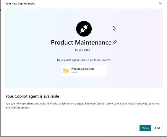 Microsoft 365 Copilot dans Agents : Agent Builder
